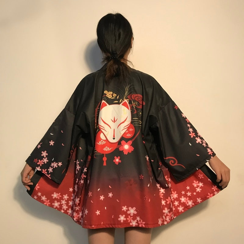 Blossom Kitsune Lantern Kimono - Kimono, Trending - Kawaii Bonjour