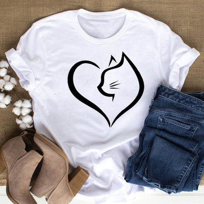 Love Heart Holo Cat T-Shirt - Meowhiskers