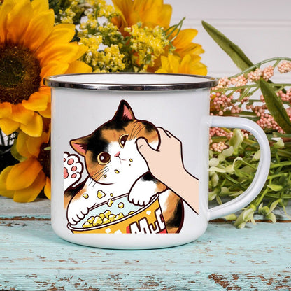 Cute Cartoon Cat Print Mugs