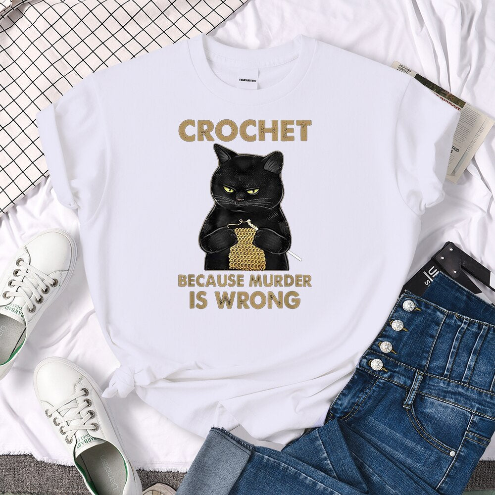 Funny Crochet Cat T-Shirt