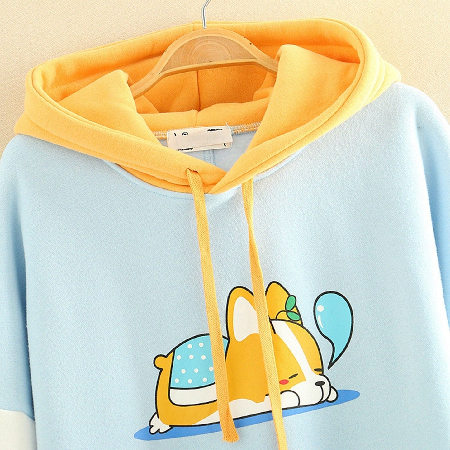 Kawaii Japanese Style Puppy Colorblock Sweatshirt Hoodie