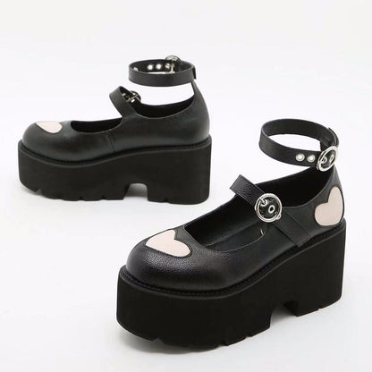 Lolita Rings Heart Buckle Mary Janes Shoes