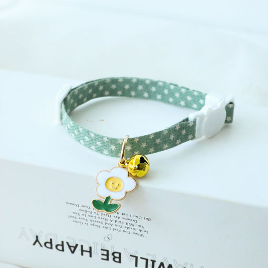 Morning Flower Pendant & Bell Cat Collar