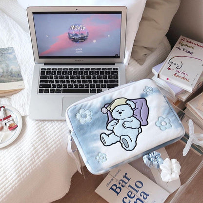 Kawaii Winter Sleeping Bear iPad & Laptop Sleeve