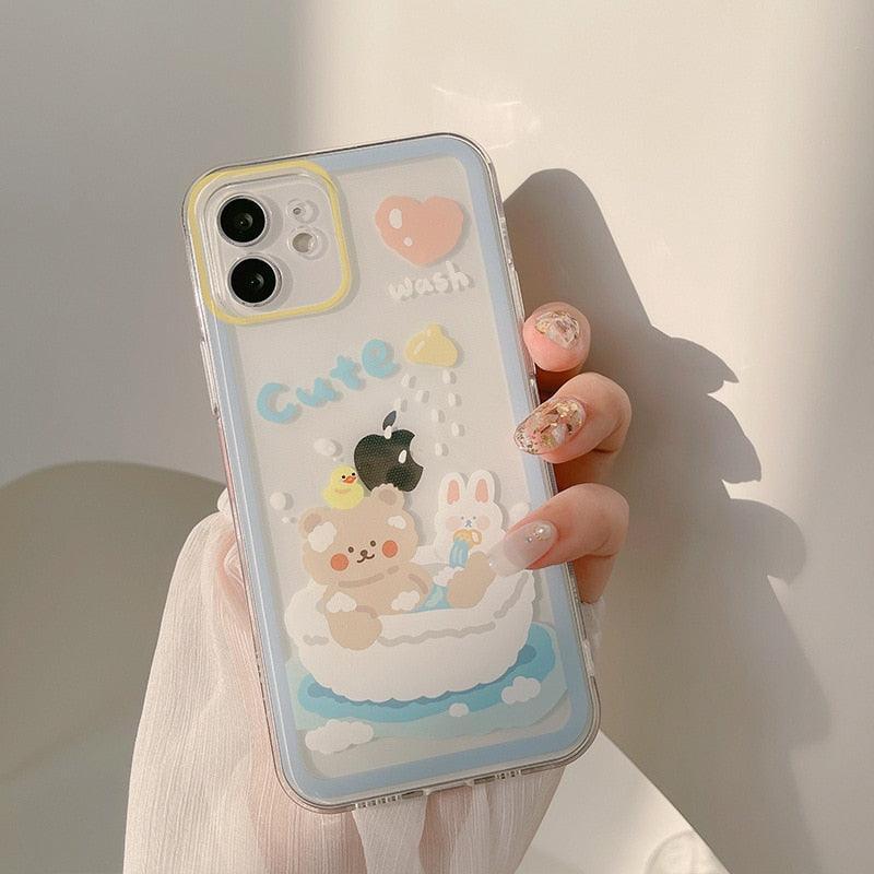 Kawaii Cute Cartoon Bear Bunny Duck iPhone Case - iPhone Case - Kawaii Bonjour