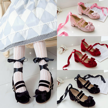 Lolita Ribbons Rings Mary Jane Shoes - Mary Janes - Kawaii Bonjour
