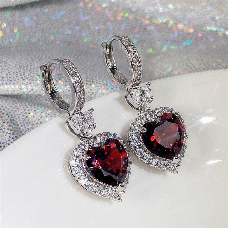 Crystal Heart Cubic Zirconia Earrings