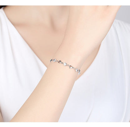 Kawaii Unique Heart Silver Crystal Bracelet