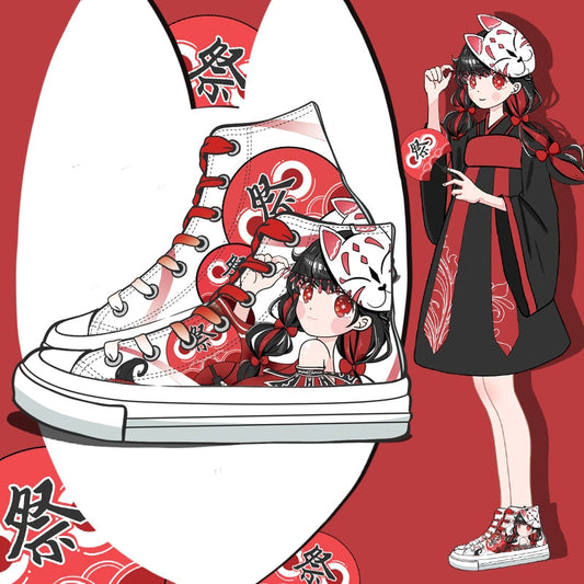 Kawaii Cartoon Fox Girl Sneakers