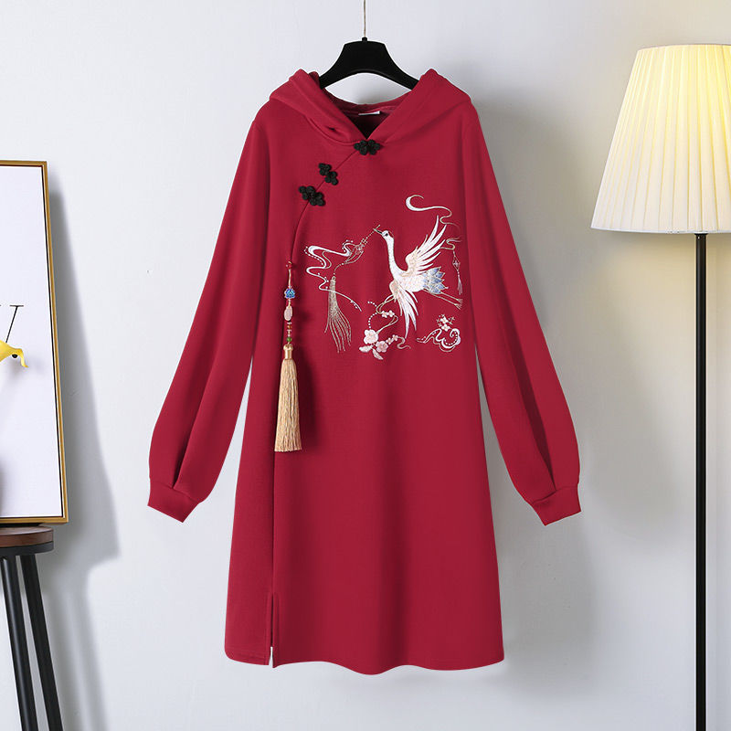 Blessing Swan Embroidery Sweatshirt Dress -  - Kawaii Bonjour