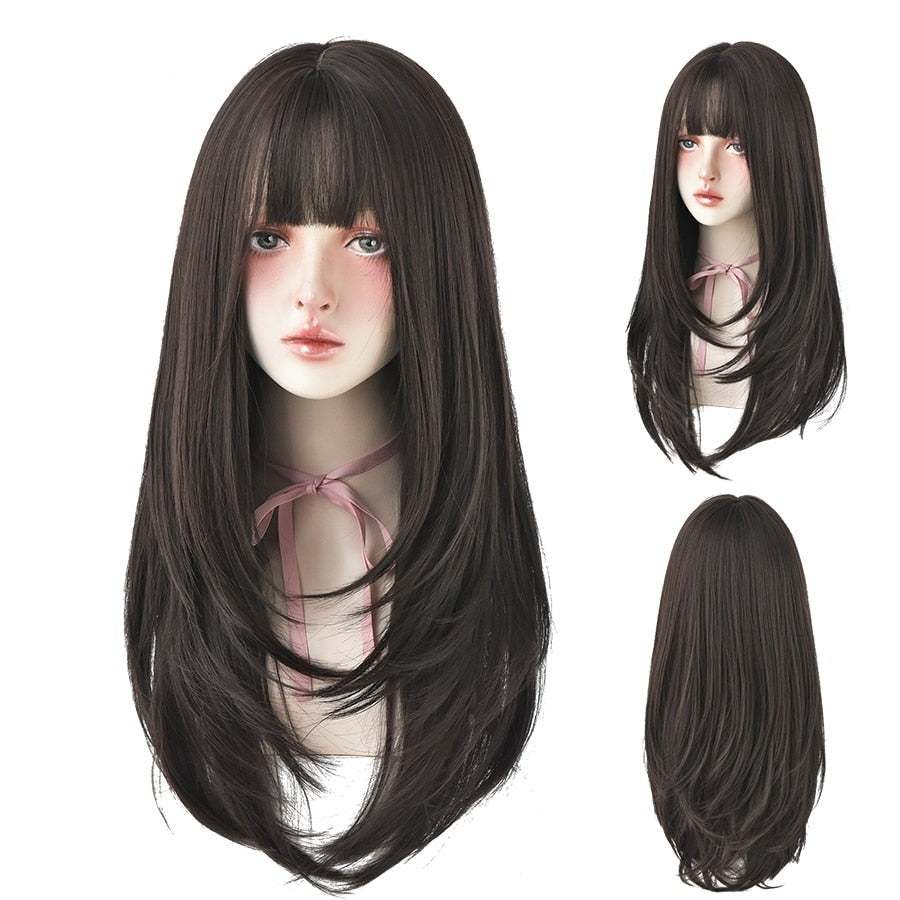 Fashion Sweet Lolita Long Hair Wigs With Bangs