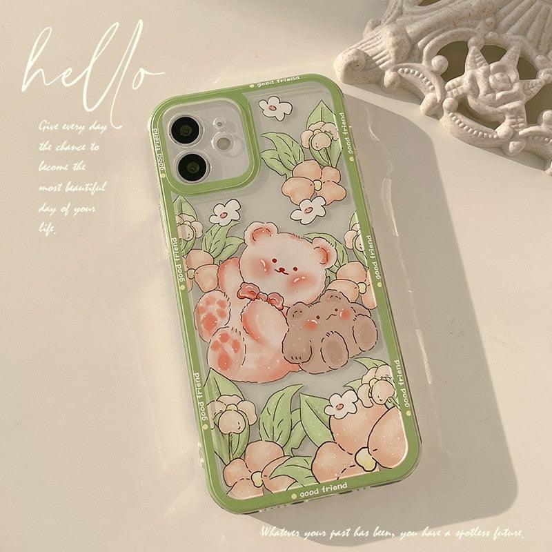 Kawaii Retro Garden Bear Friends iPhone Case - iPhone Case - Kawaii Bonjour