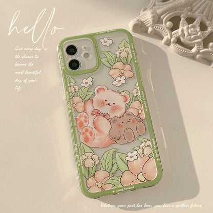 Kawaii Retro Garden Bear Friends iPhone Case - iPhone Case - Kawaii Bonjour