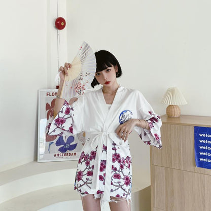Blossom Waves Dance Neko Kimono