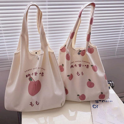 Kawaii Japanese Style Peach Tote Bag - Shoulder Bag, Tote Bag - Kawaii Bonjour