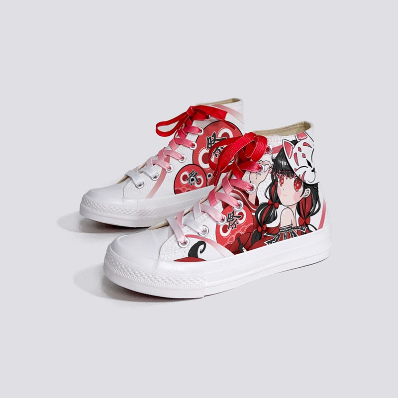 Kawaii Cartoon Fox Girl Sneakers