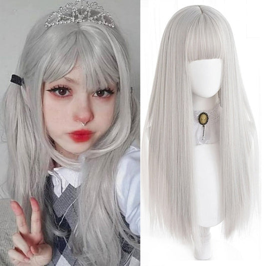 Cosplay Gradient Gray Long Straight Hair Wig