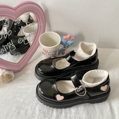 Lolita Pink Heart Mary Janes Shoes