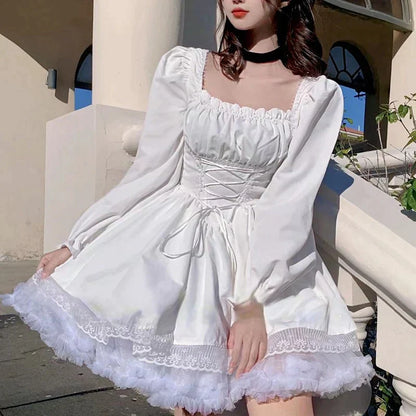 Y2k Vintage Gothic Lace Dress