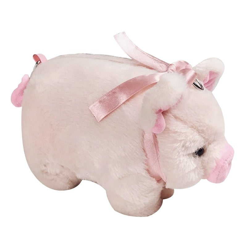 Kawaii Plush Bow Pig Crossbody Bag