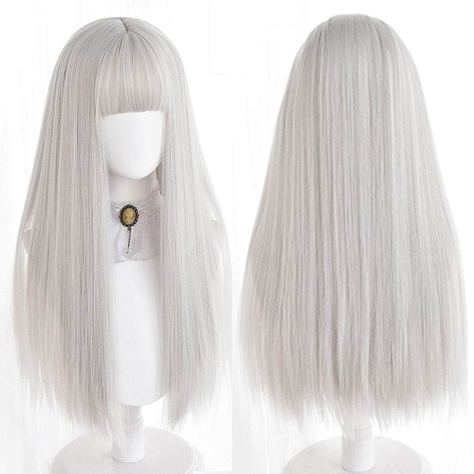 Cosplay Gradient Gray Long Straight Hair Wig