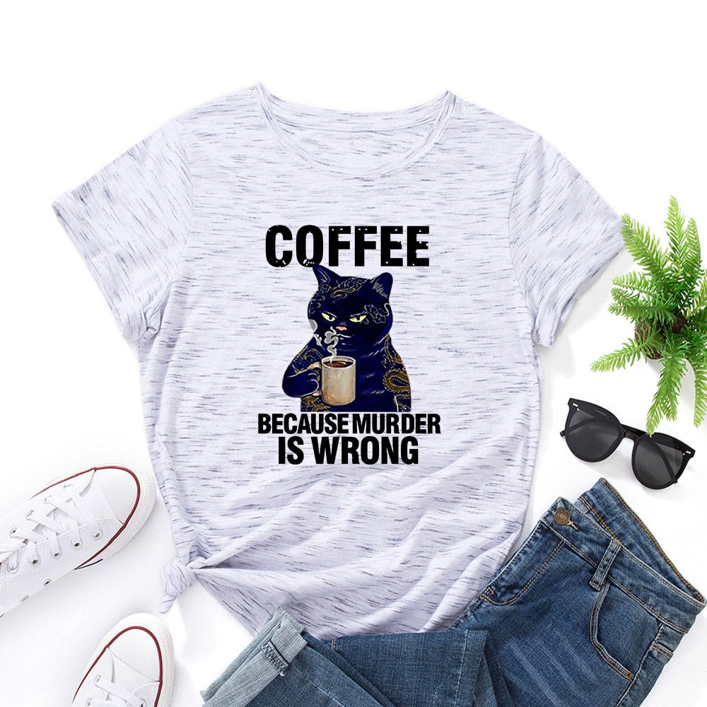 Black Cat Coffee T-Shirt - Meowhiskers