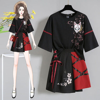 Flower Lolita Ribbon Fox Set - New, Skirt, Tops - Kawaii Bonjour
