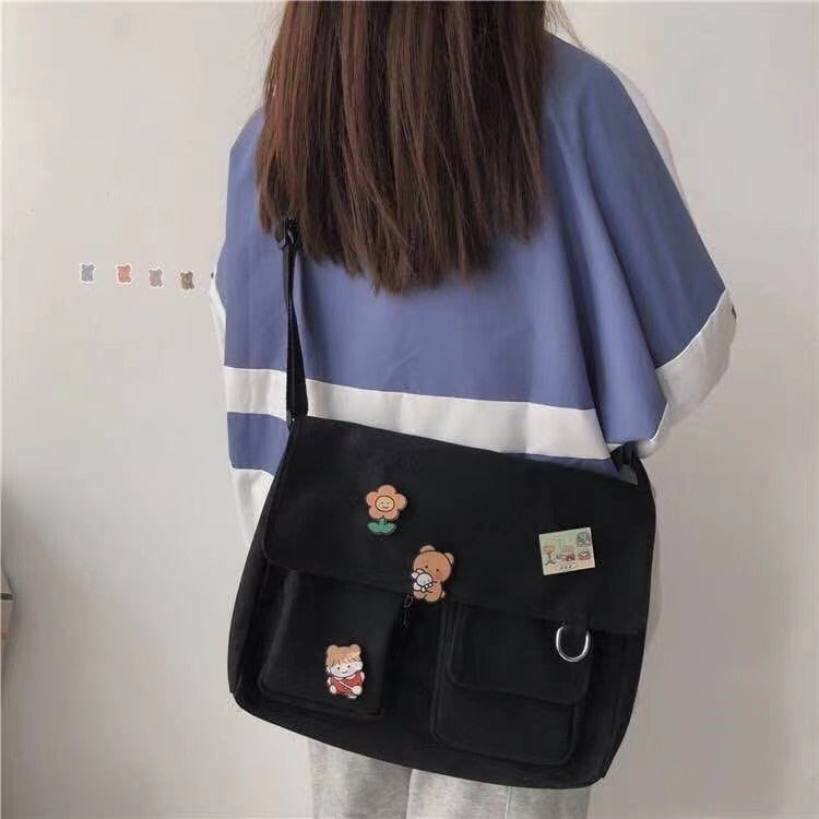 Kawaii Korean Style Canvas Bag - Crossbody Bag, Shoulder Bag - Kawaii Bonjour