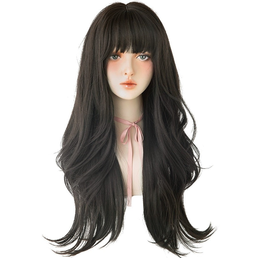 Fashion Long Wavy Wig With Fluffy Bangs