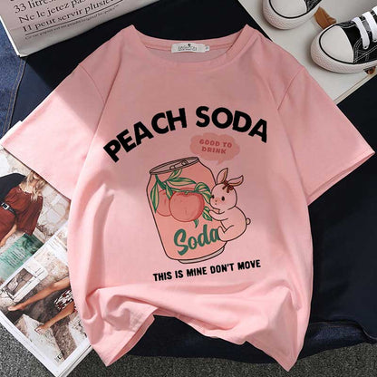 Kawaii Bunny Peach Soda T-Shirt - New, T-Shirt - Kawaii Bonjour