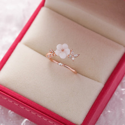 Kawaii Crystal Flower Rings