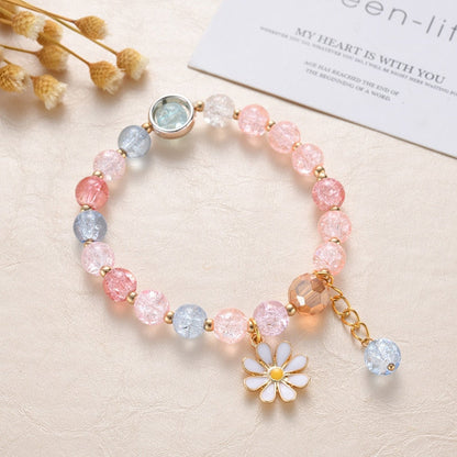 Colorful Crystal Daisy Flowers Beaded Bracelet