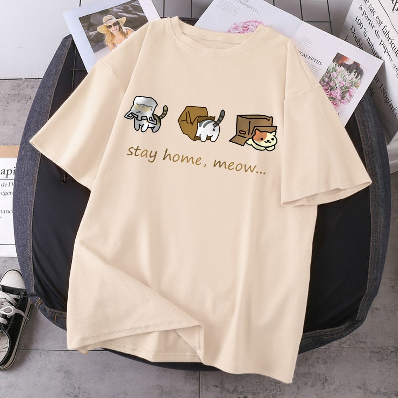 Stay Home Meow T-Shirt - Meowhiskers