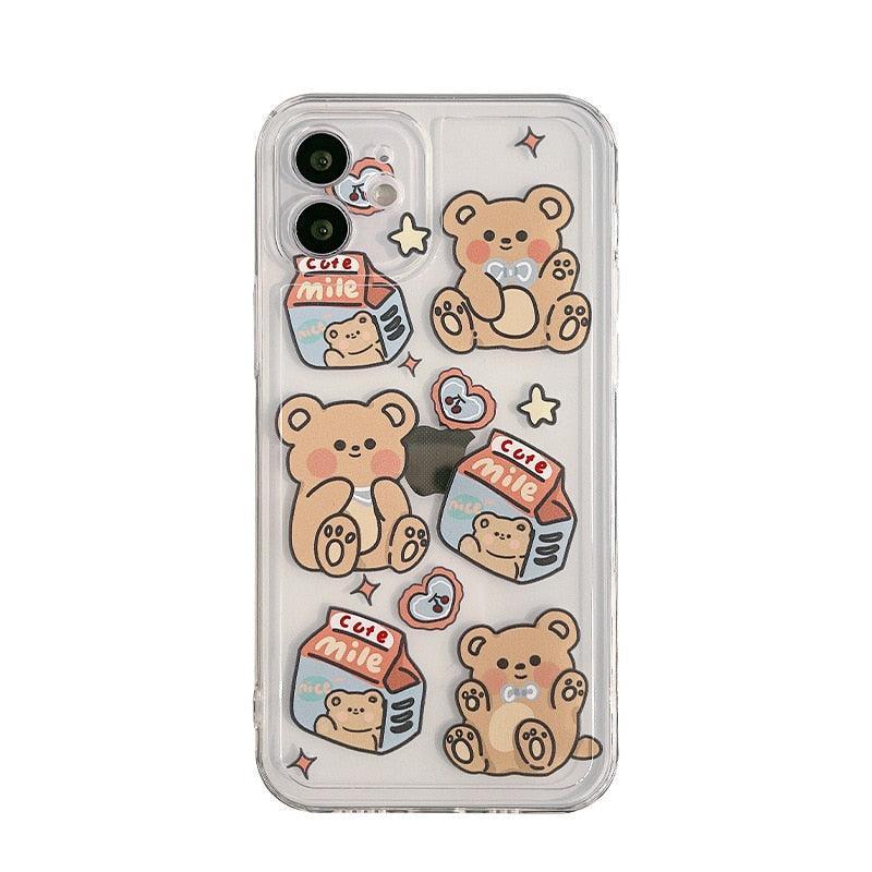 Kawaii Cartoon Rabbit & Bear Couples iPhone Case - iPhone Case - Kawaii Bonjour