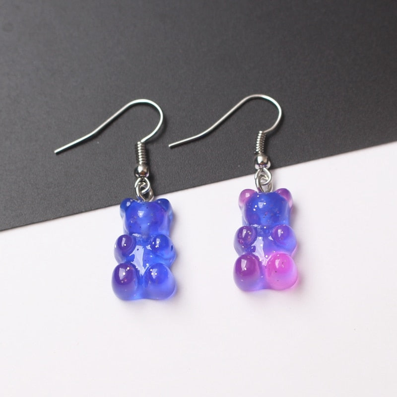 Kawaii Colorful Candy Gummy Bear Earrings