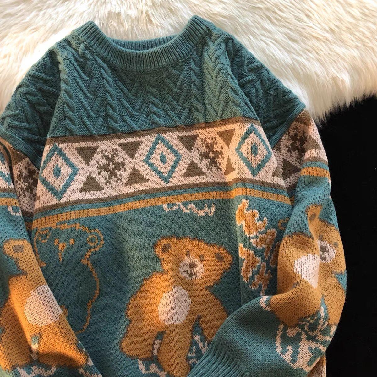 Retro Cute Cartoon Bear Sweater - Sweater - Kawaii Bonjour