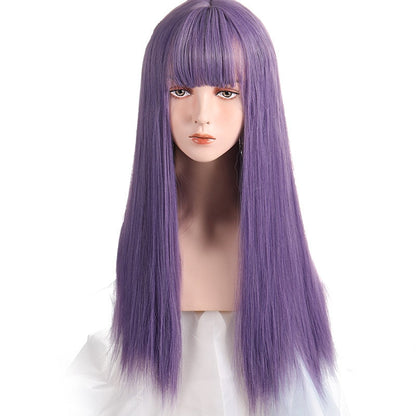 Cosplay Multi Color Long Straight Wig With Bangs