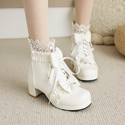 Lolita Vintage Butterfly Bowknot Lace Boots