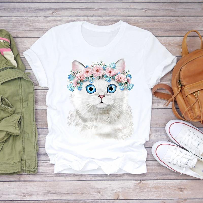 Angel Flower Cat T-Shirt - Meowhiskers