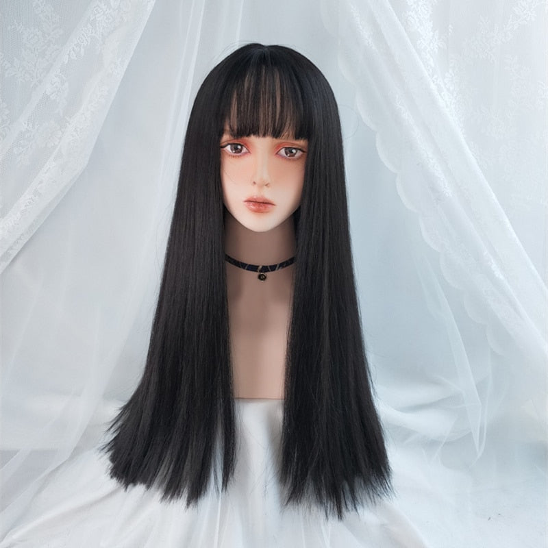 Cosplay Multi Color Long Straight Wig With Bangs