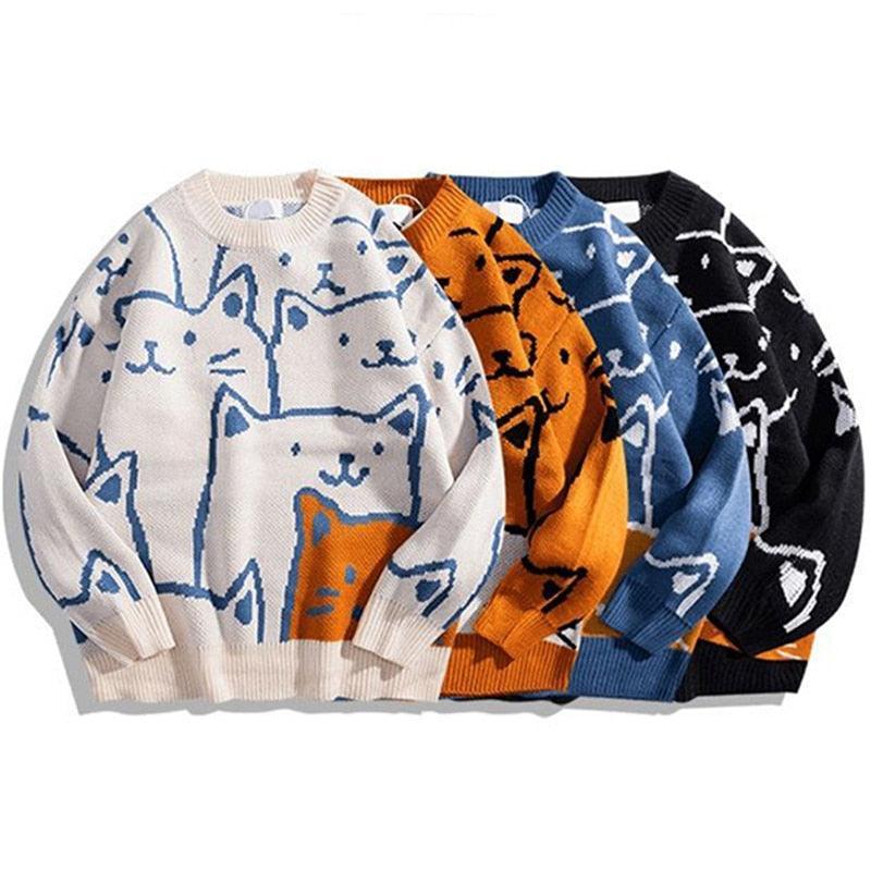 Harajuku Cartoon Cat Sweater - Sweater, Trending - Kawaii Bonjour