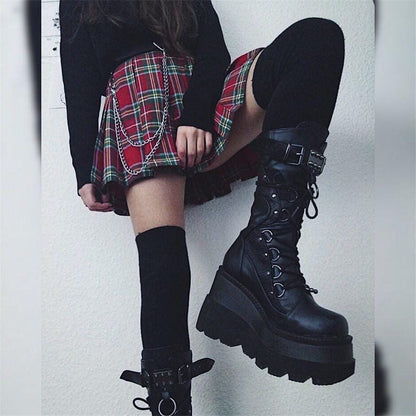 Punk Gothic Slay Heel Boots