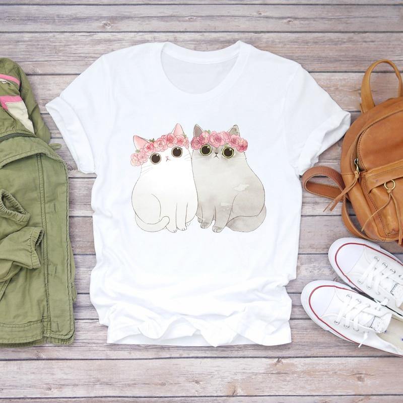 Flower Fluffy Cat T-Shirt - Meowhiskers