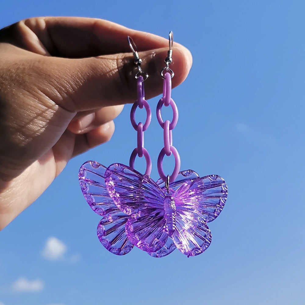 Harajuku Goth Transparent Butterfly Earrings