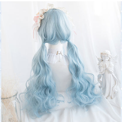 Gradient Blue Long Wavy Curly Hair Wig