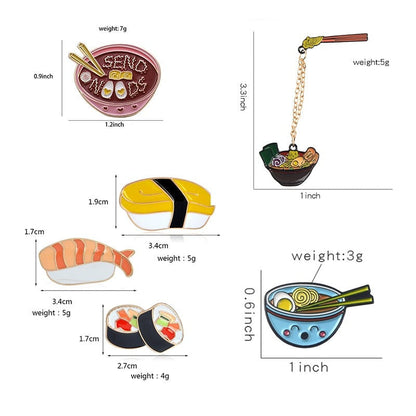Cartoon Ramen Sushi Japanese Foods Enamel Pins