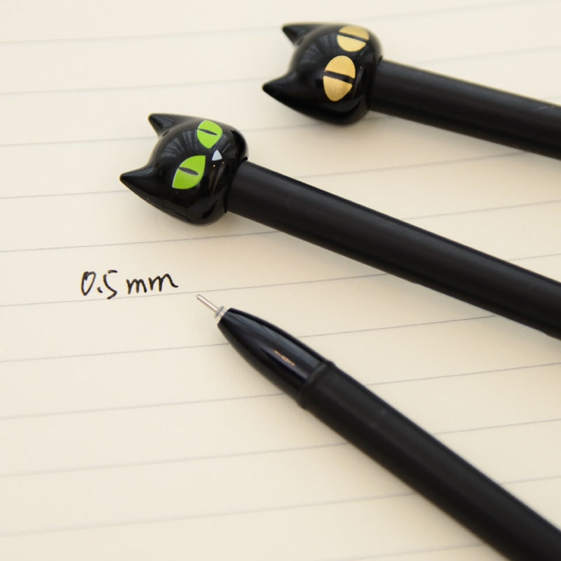 4Pcs Cute Kawaii Black Cat Black Ink Gel Pen -  - Meowhiskers 