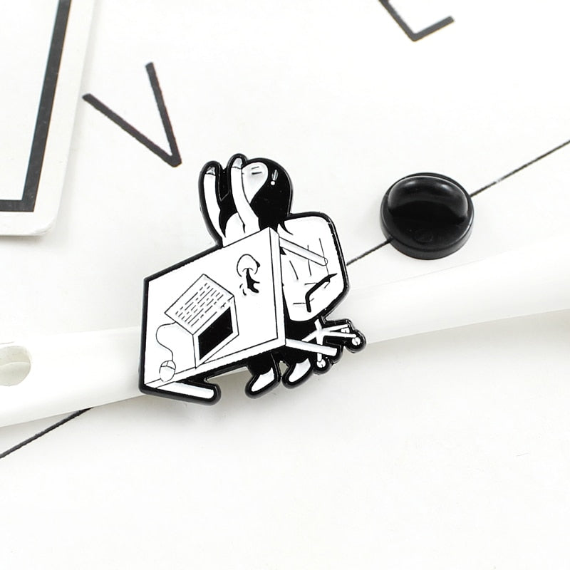 Too Much Work Angry Girl Enamel Pin