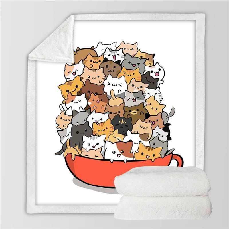 Kawaii Cat Blanket - Meowhiskers