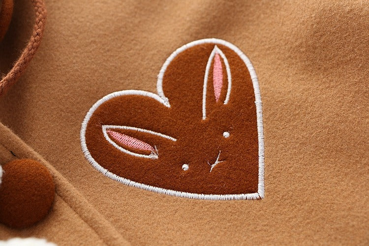 Kawaii Lolita Bunny Bowknot Plush Hooded Coat